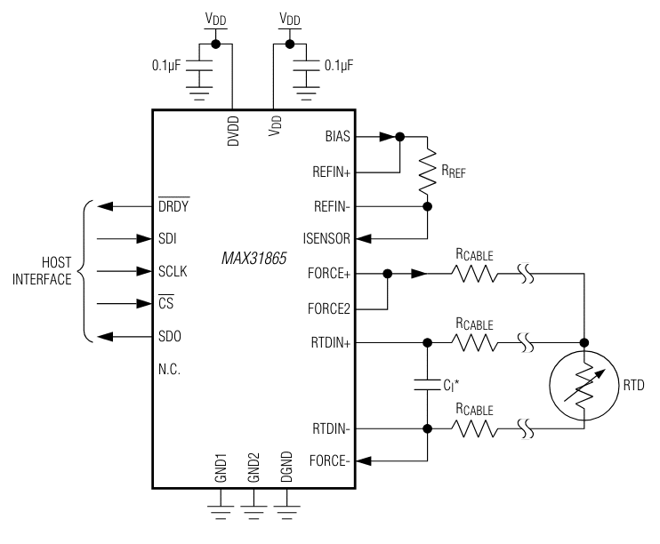 3-wire RTD connection with MAX31865