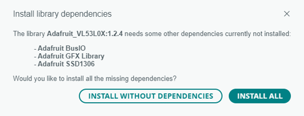 Installing dependencies for Adafruit VL53L0X Library 