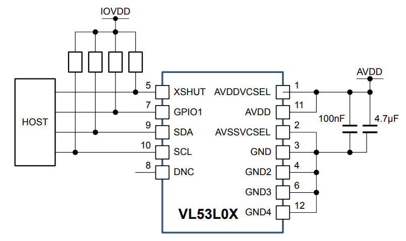 Application Schematic of VL53L0X