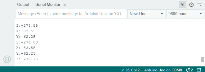 Output of AK8975 on Serial Monitor