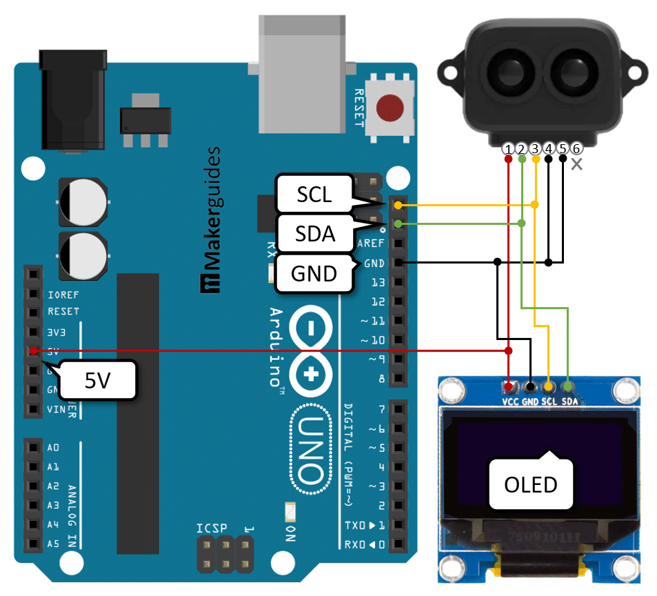 Connecting OLED and TF-Luna with Arduino