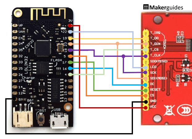 Connecting the TFT ILI9341 Touch Display to ESP32