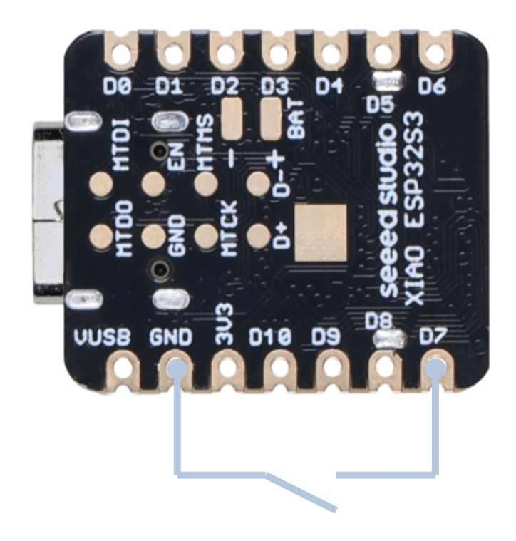 Button on pin D7 of the XIAO-ESP32-S3-Sense