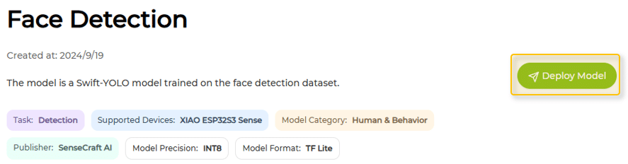 Description of selected Face Detection Model