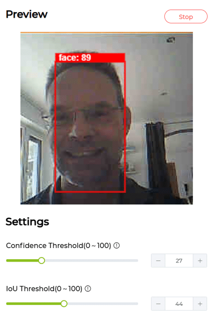 Preview of detected faces