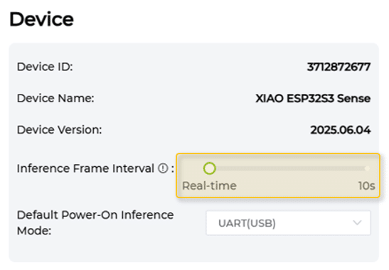 Device Section with Slider for Framerate