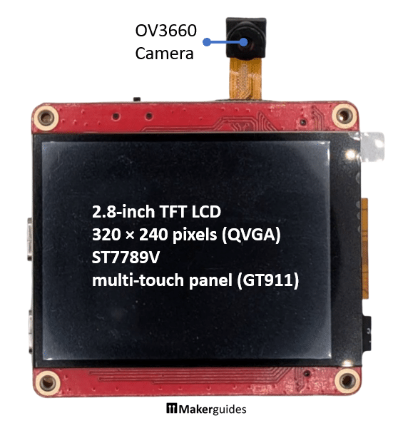 Front of Back of MaTouch AI ESP32S3 2.8" TFT ST7789V