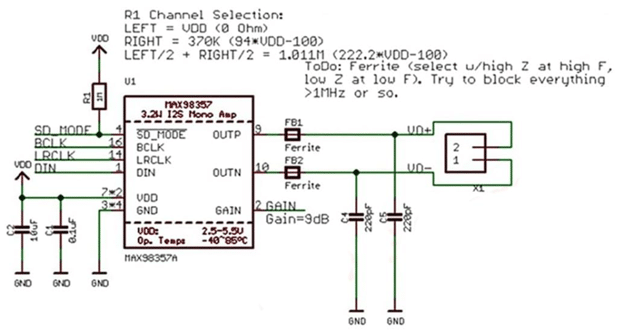 Schematics of MAX98357A Module