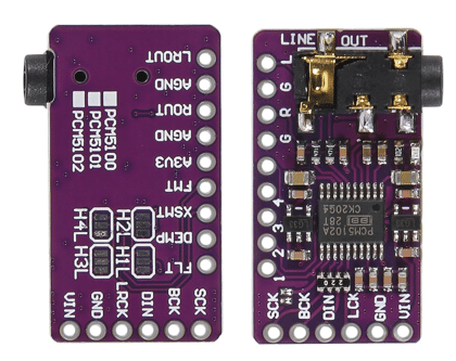 Front and back of PCM5102 Module